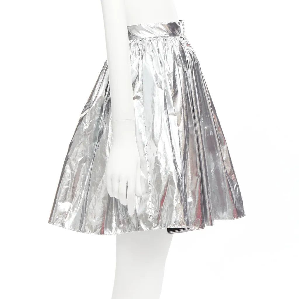 Alexander McQueen Silver Circle Skirt Silver Polyester Very good - Model View