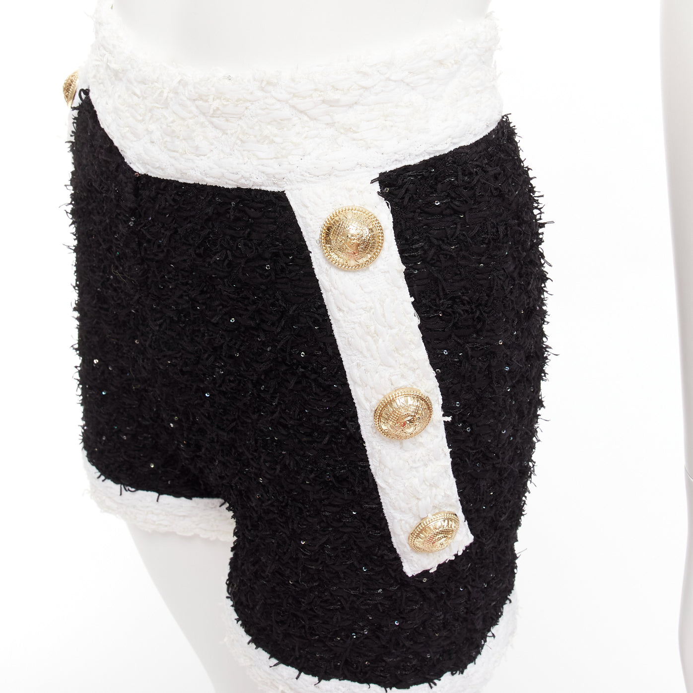 Balmain Sequins Tweed Shorts - Back view