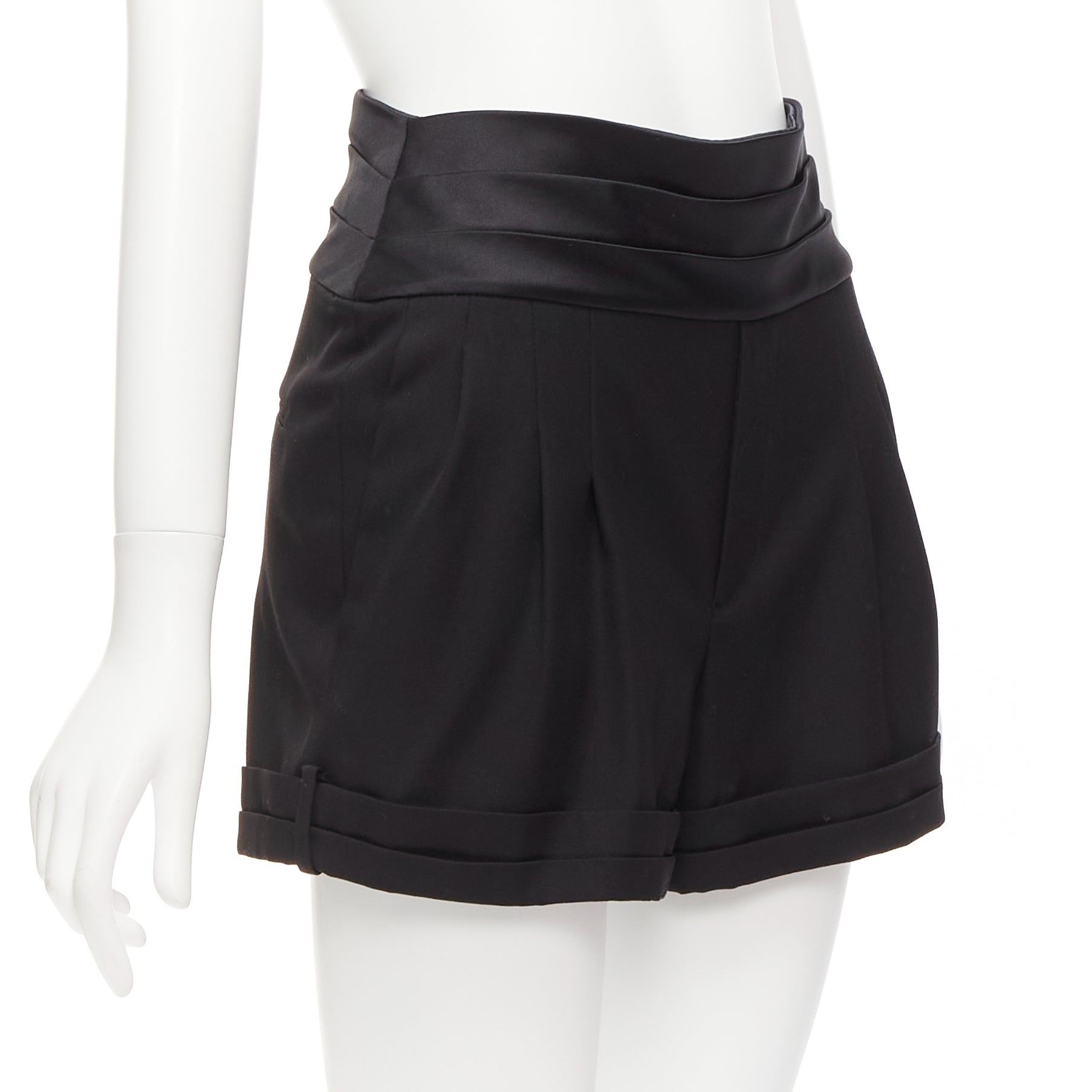 Saint Laurent Cumberband Wool Shorts