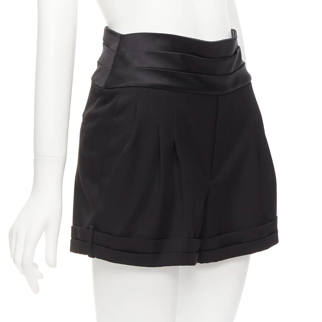Saint Laurent Cumberband Wool Shorts Black Wool Never worn - Front View