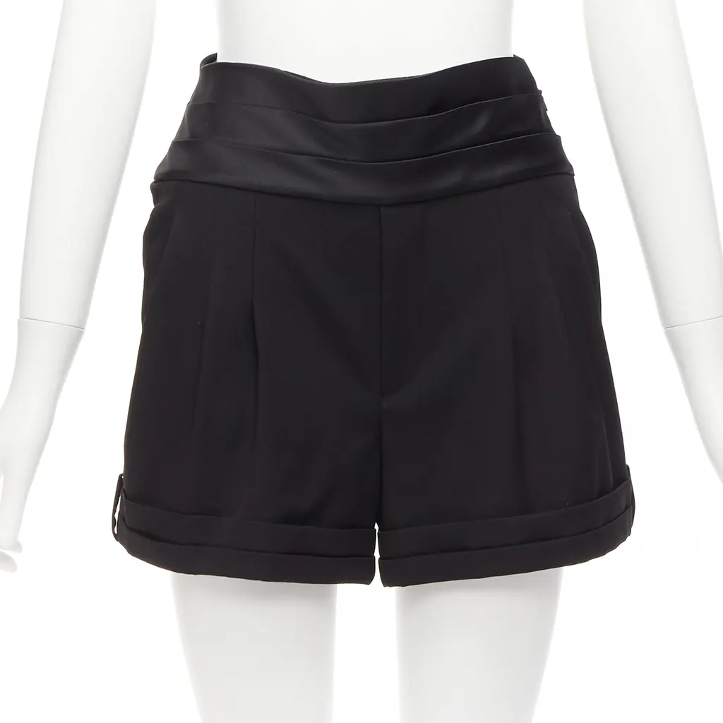 Saint Laurent Cumberband Wool Shorts Black Wool Never worn - Inside View