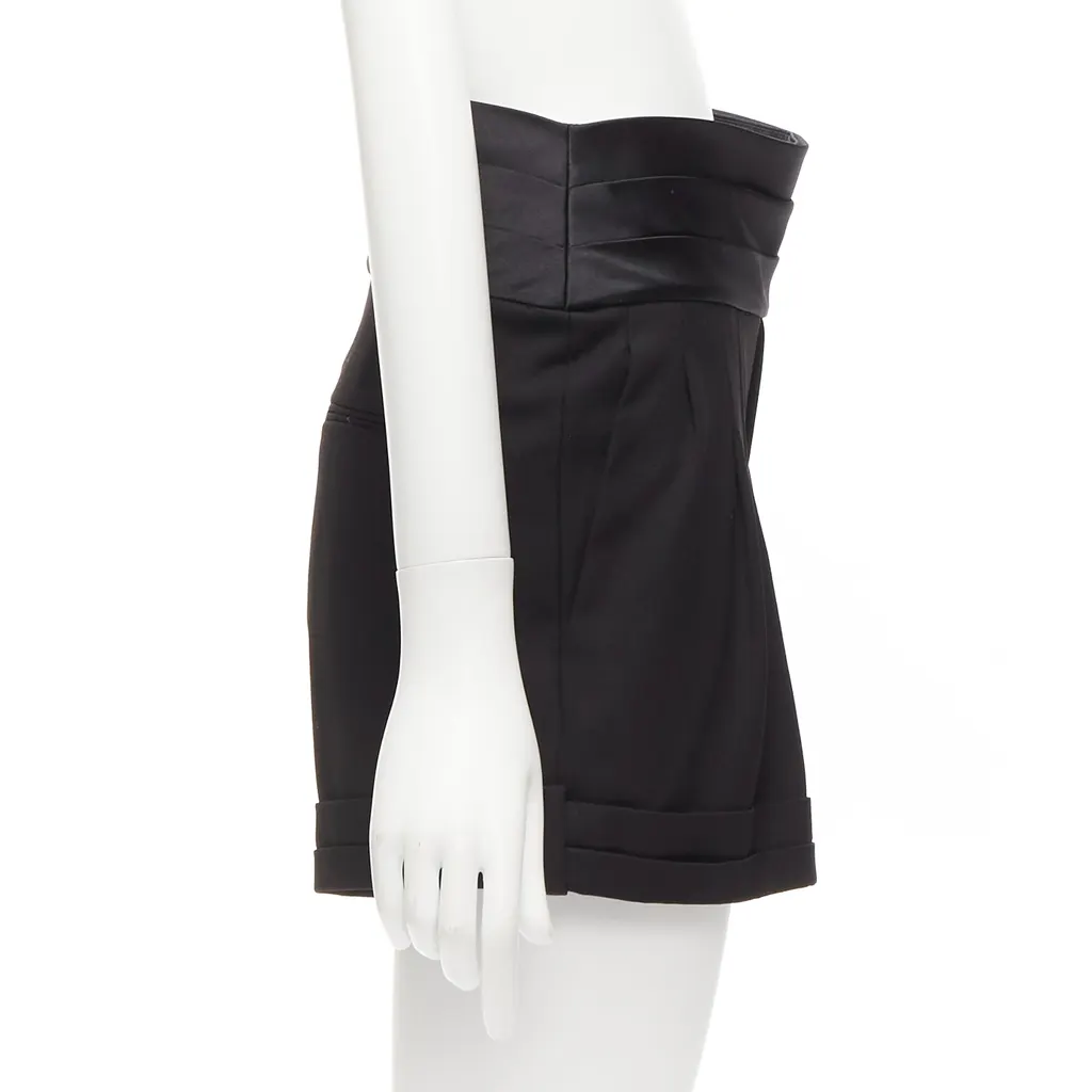 Saint Laurent Cumberband Wool Shorts Black Wool Never worn - Model View