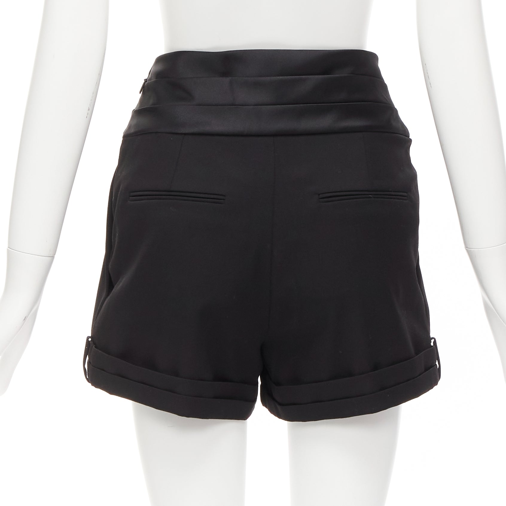 Saint Laurent Cumberband Wool Shorts - Side view