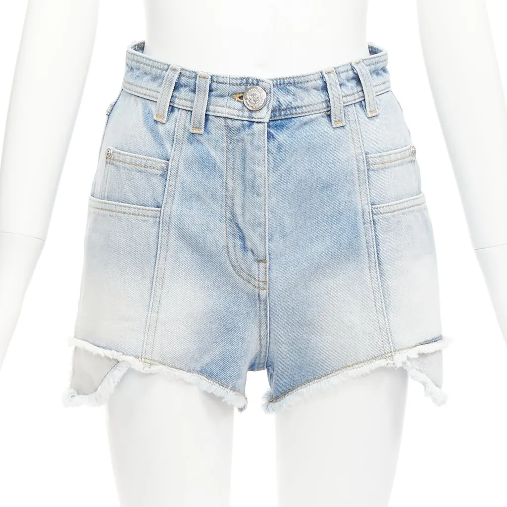 Balmain Cargo Denim Shorts Blue Cotton Never worn - Front View