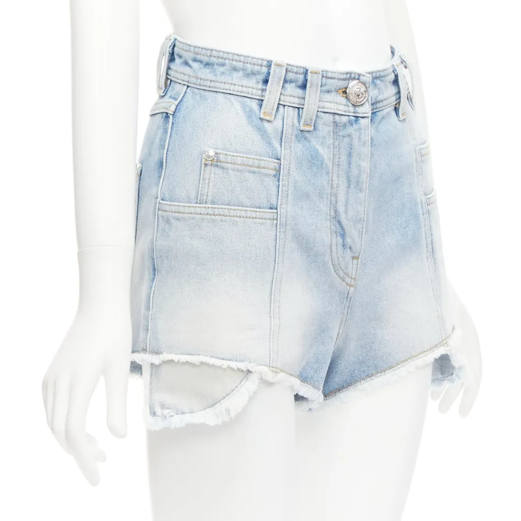 Balmain Cargo Denim Shorts Blue Cotton Never worn - Inside View