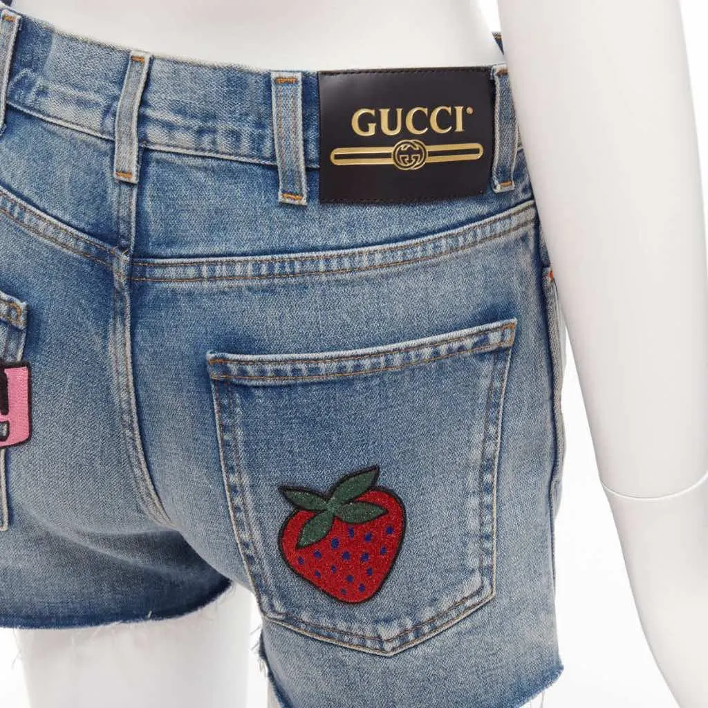 Gucci Graffiti Denim Shorts Blue Never worn - Back View