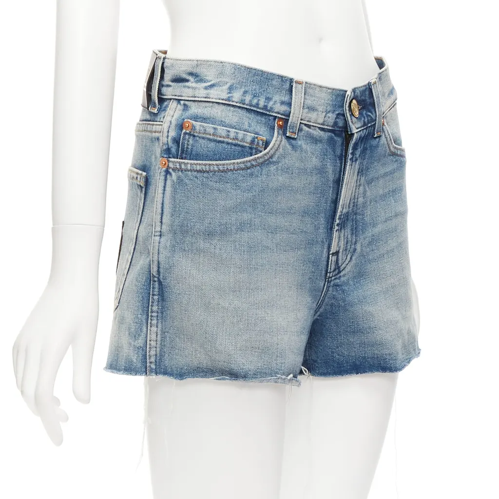 Gucci Graffiti Denim Shorts Blue Never worn - Model View