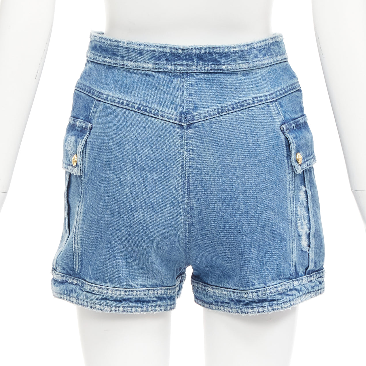 Balmain Distressed Cargo Shorts - Back view