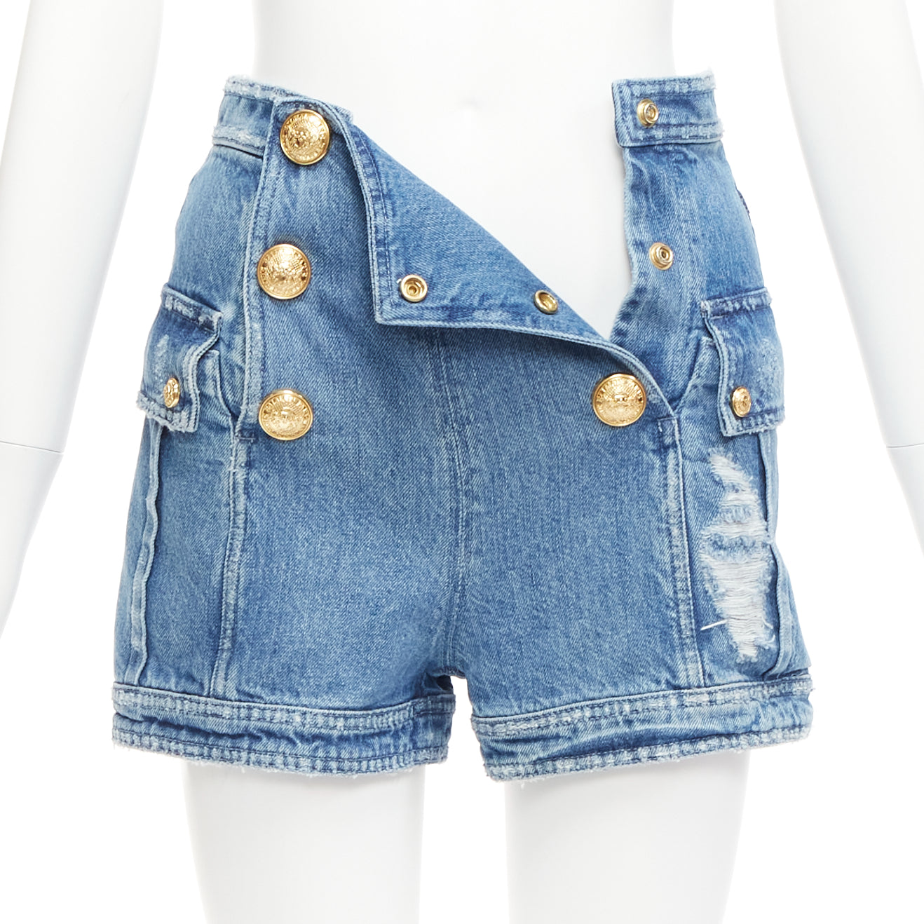 Balmain Distressed Cargo Shorts - Image 6