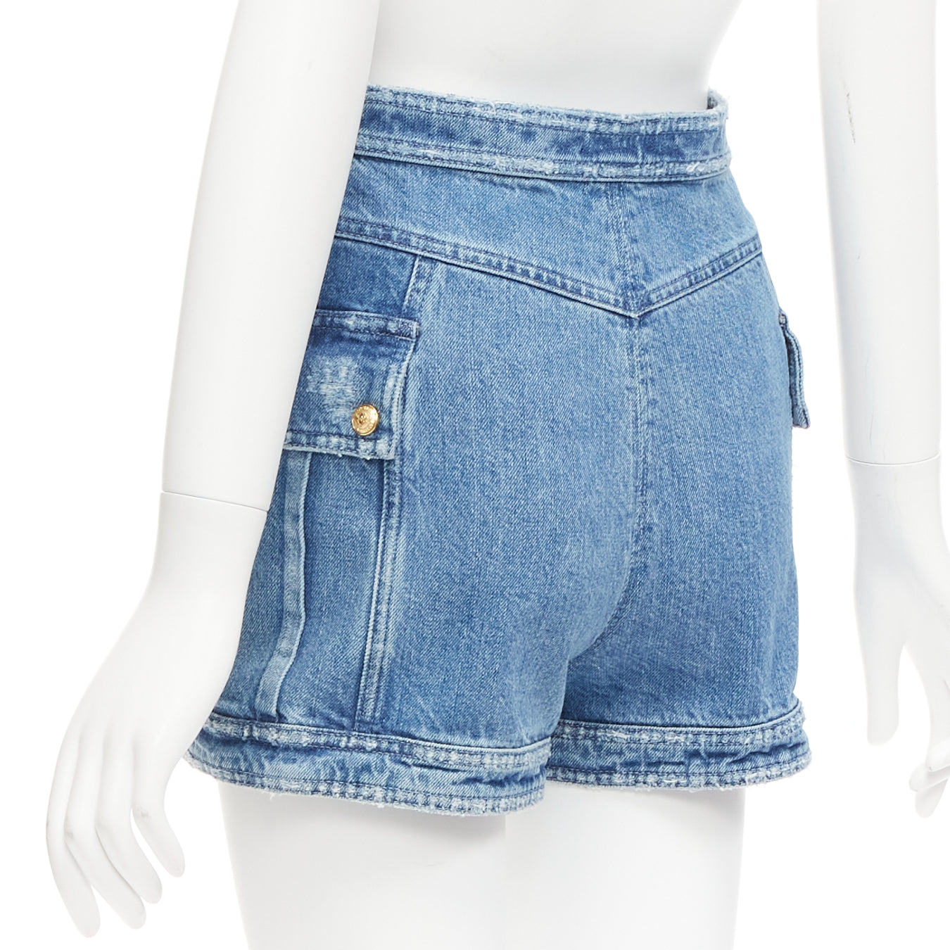 Balmain Distressed Cargo Shorts - Detail 1