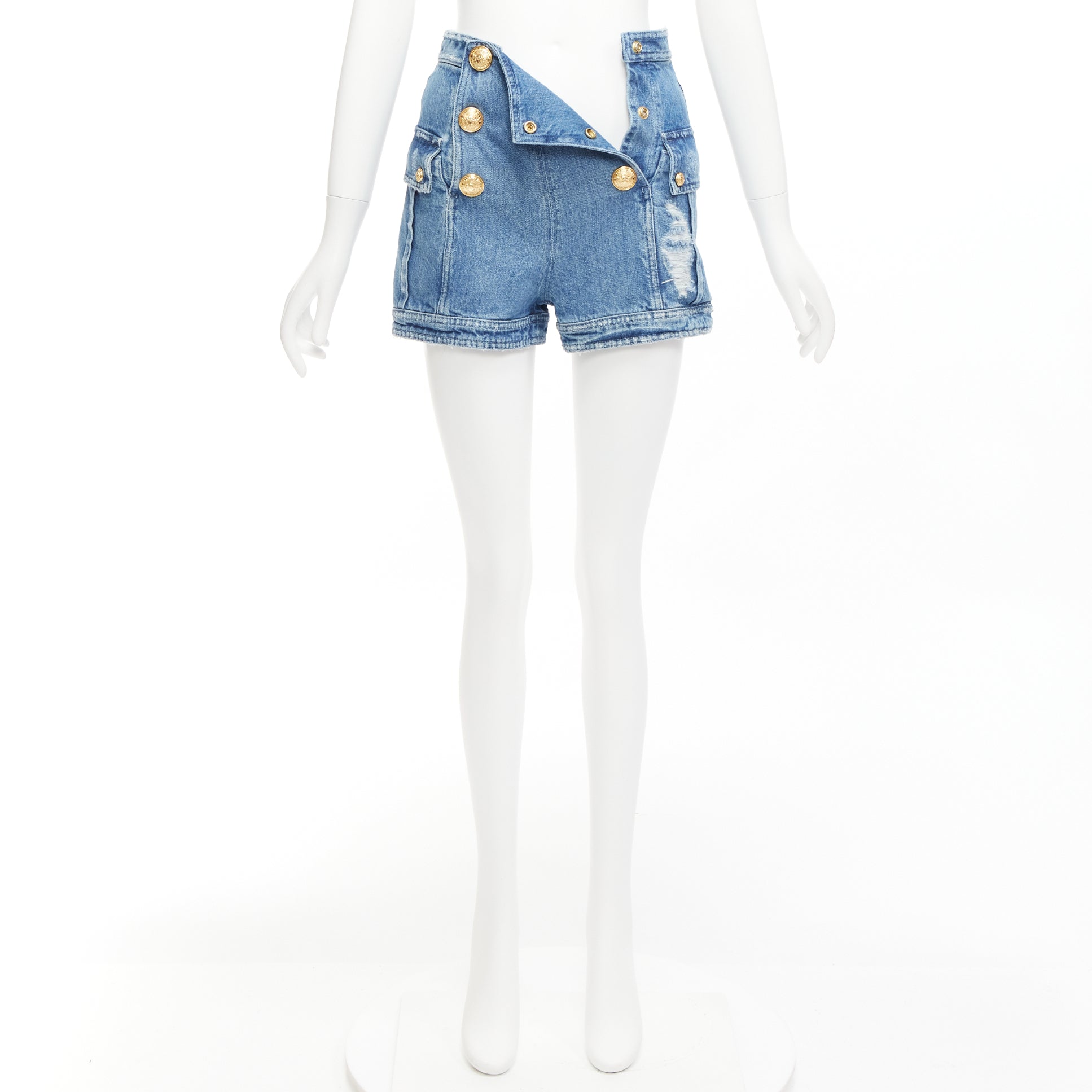 Balmain Distressed Cargo Shorts - Image 13