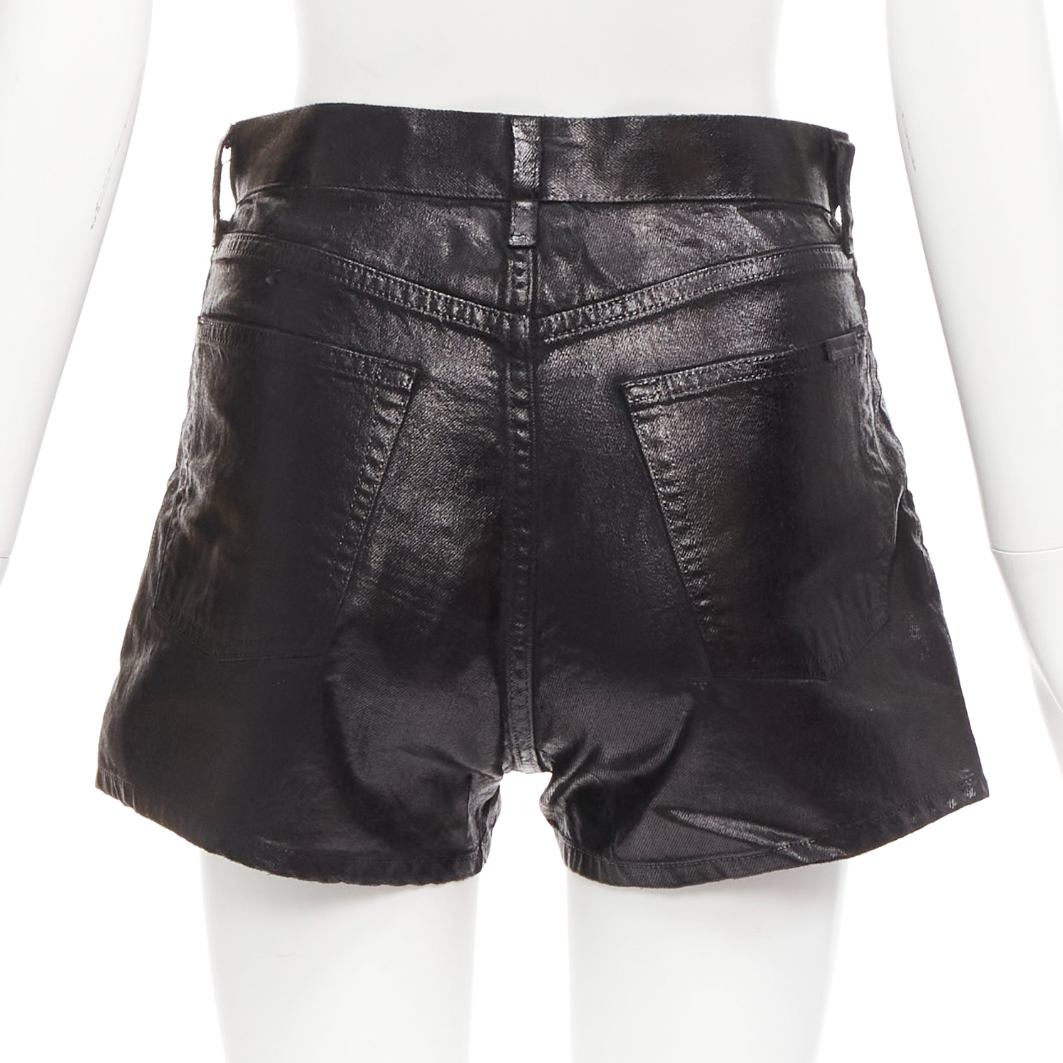 Saint Laurent Coated Cotton Shorts - Side view