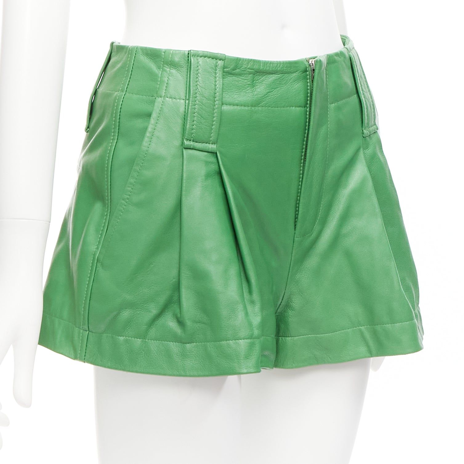 Ganni Flared Leather Shorts - Image 6
