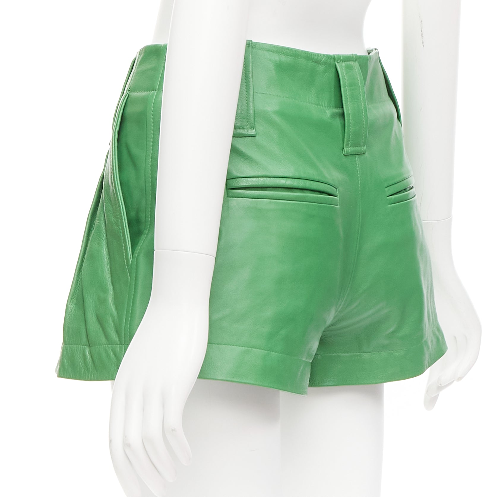 Ganni Flared Leather Shorts - Detail 1