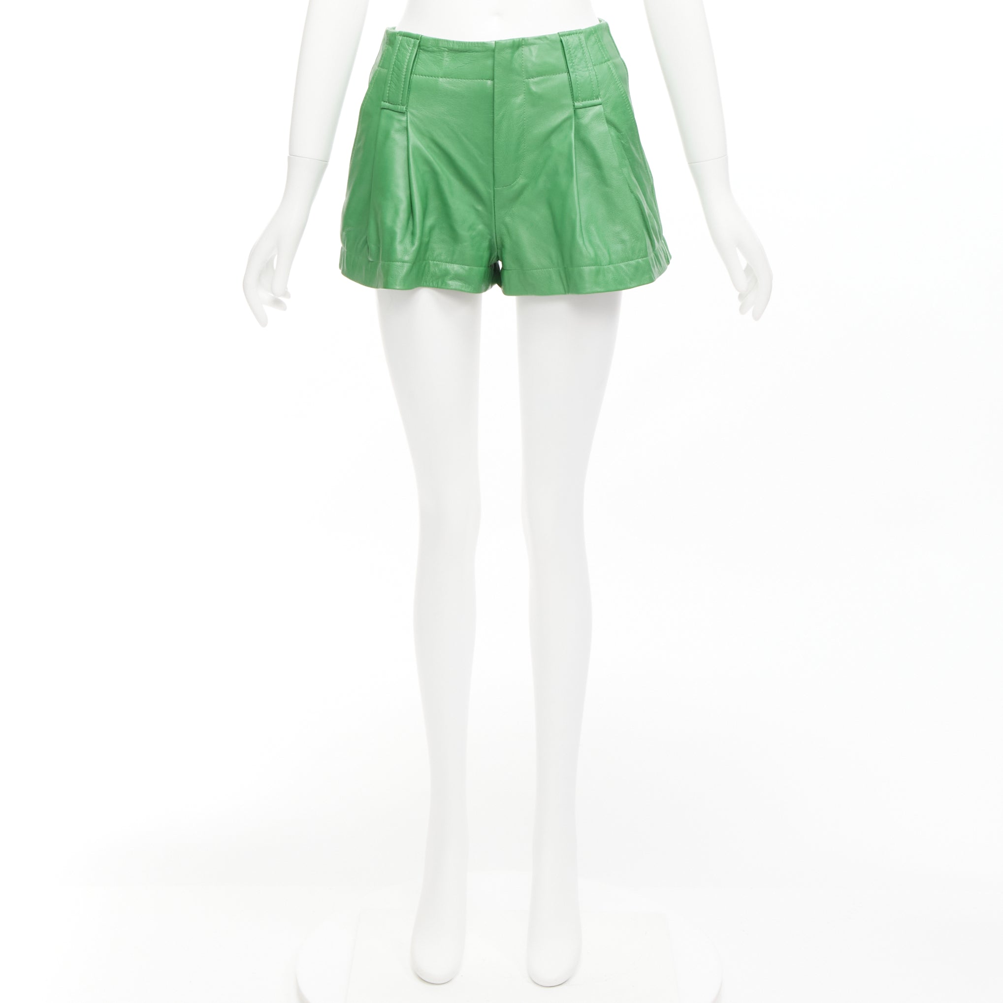 Ganni Flared Leather Shorts - Image 11
