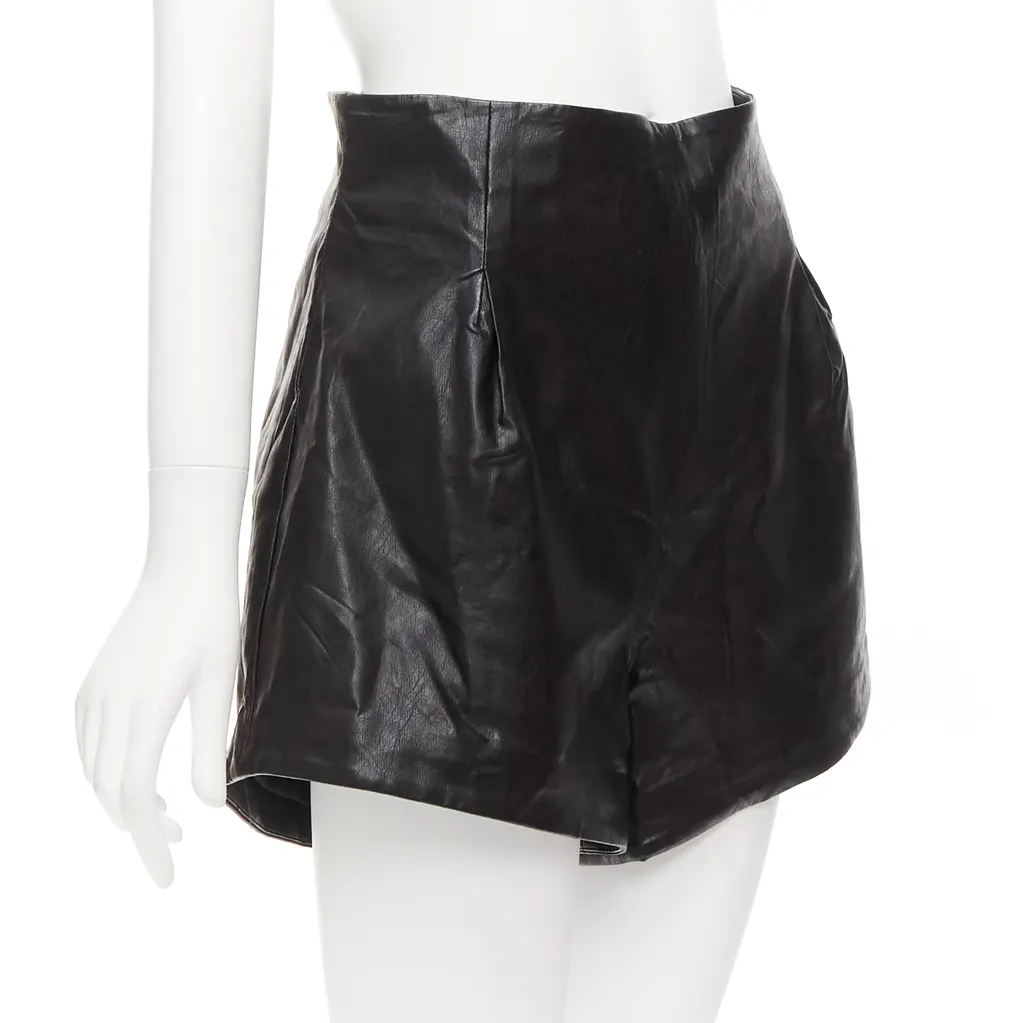 Bronx and Banco Paperbag Leather Shorts Black Never worn - Inside View
