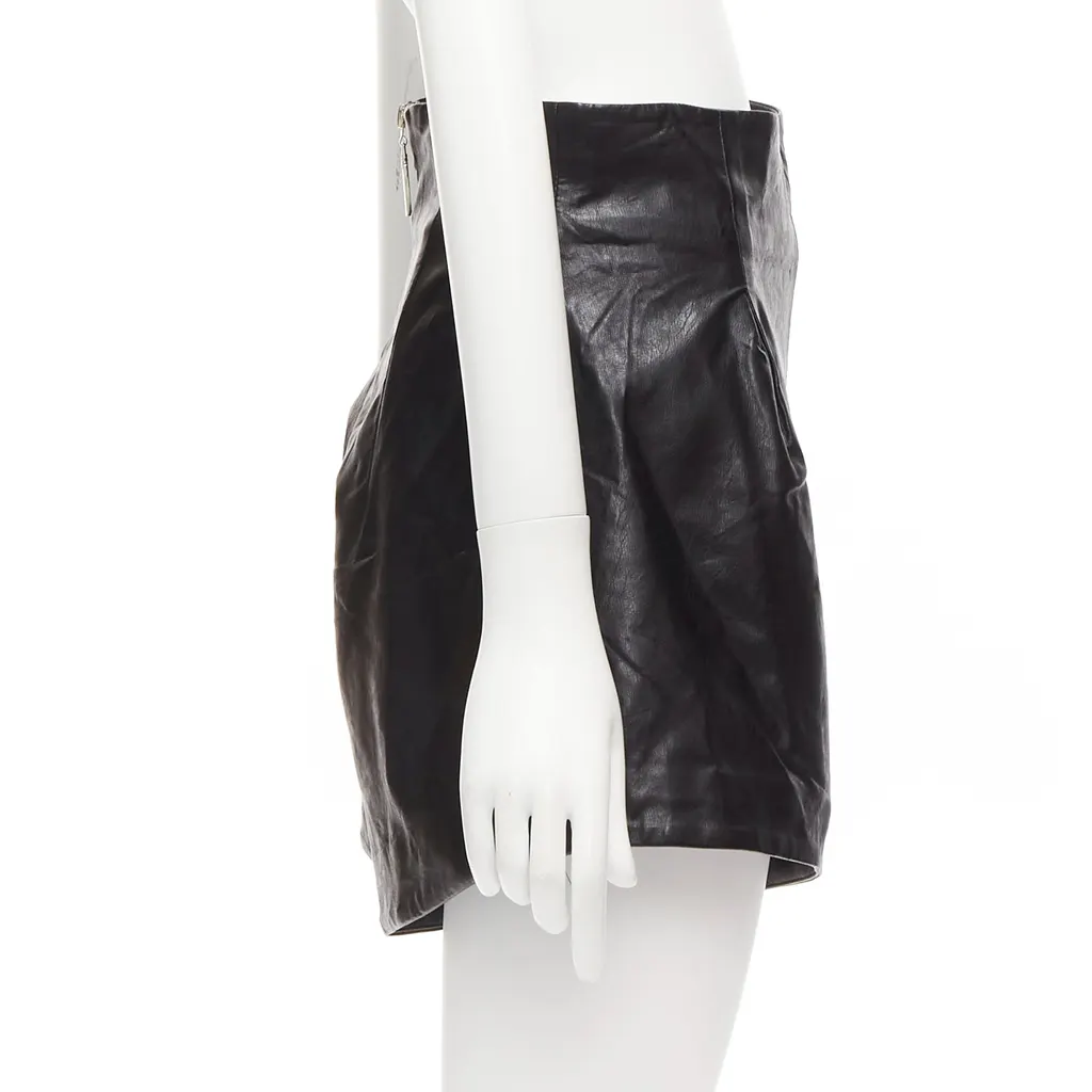 Bronx and Banco Paperbag Leather Shorts Black Never worn - Model View