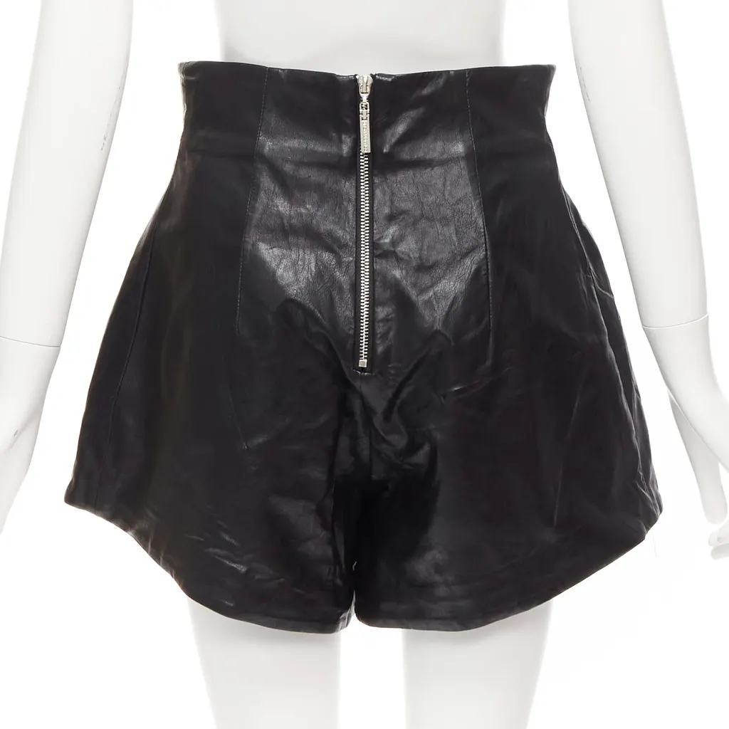 Bronx and Banco Paperbag Leather Shorts Black Never worn - Box View