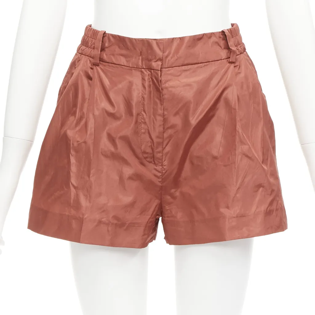 Valentino Brick Silk Shorts Red Silk Very good - Front View