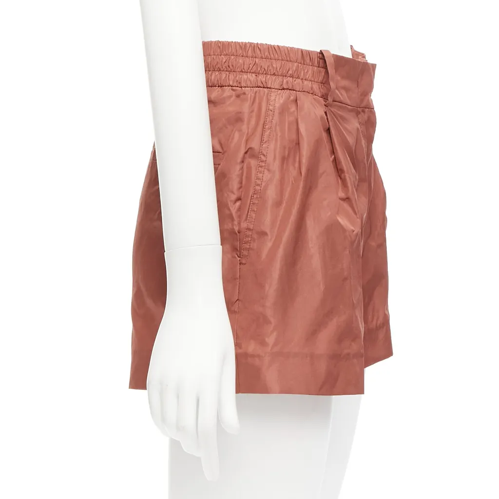 Valentino Brick Silk Shorts Red Silk Very good - Model View