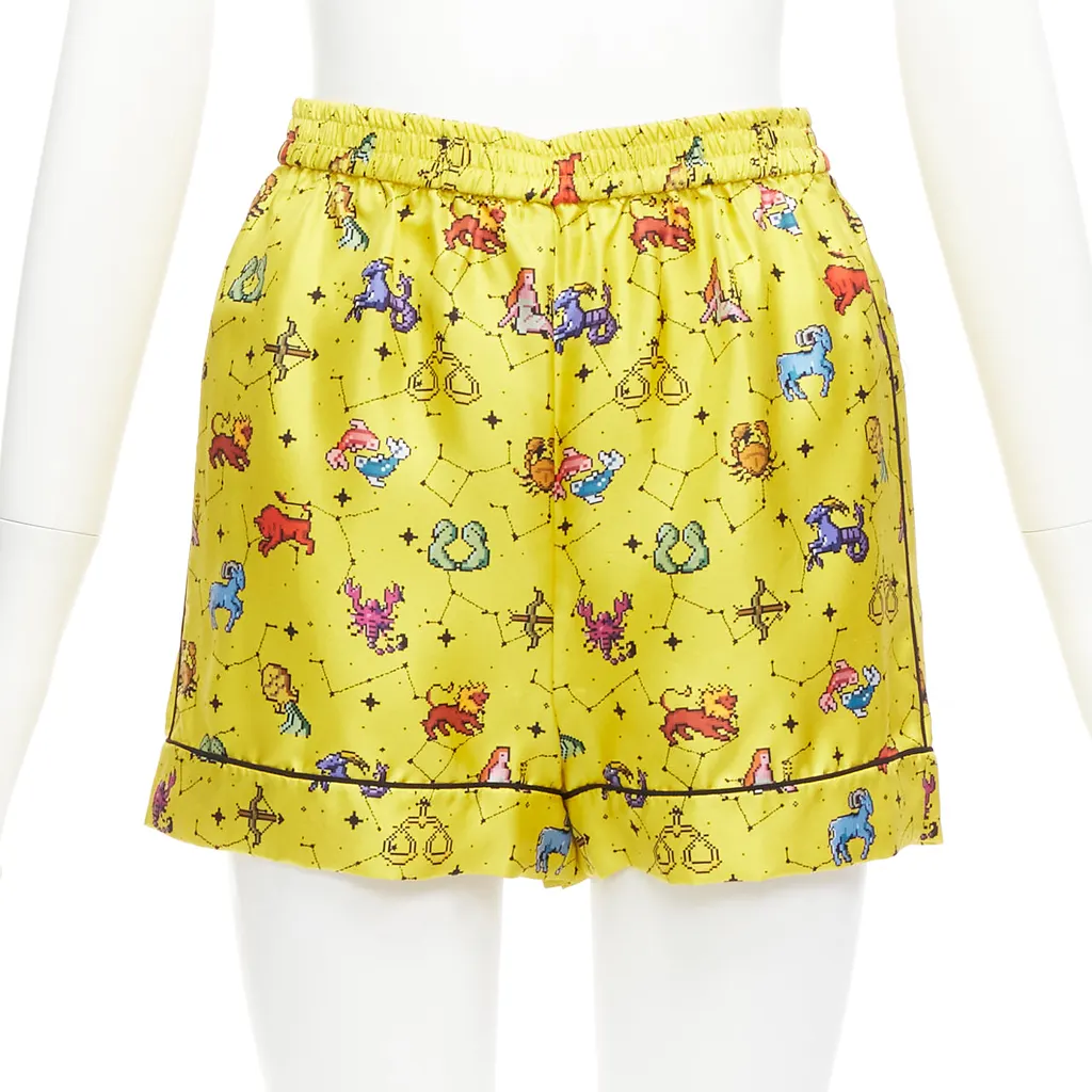 Dior Astrology Yellow Shorts Yellow Silk Never worn - Front View