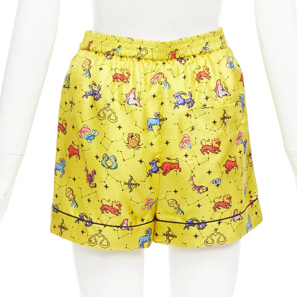 Dior Astrology Yellow Shorts Yellow Silk Never worn - Model View