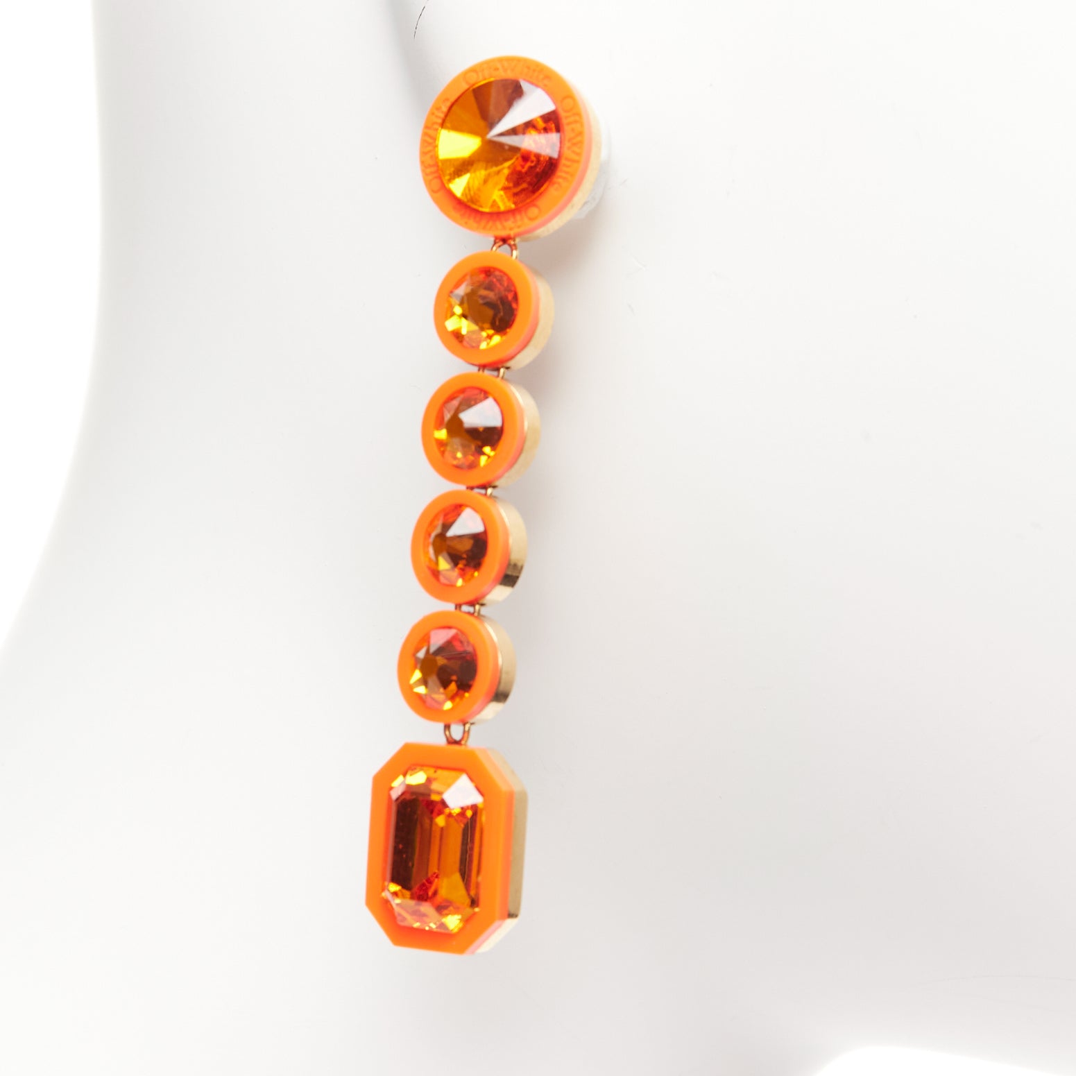 Off-white Neon Rhinestone Earrings - Side view