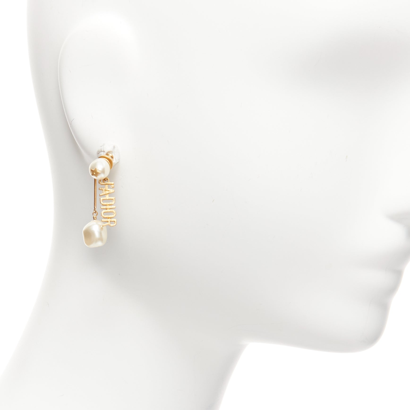 Dior Faux Pearl Earrings - Back view