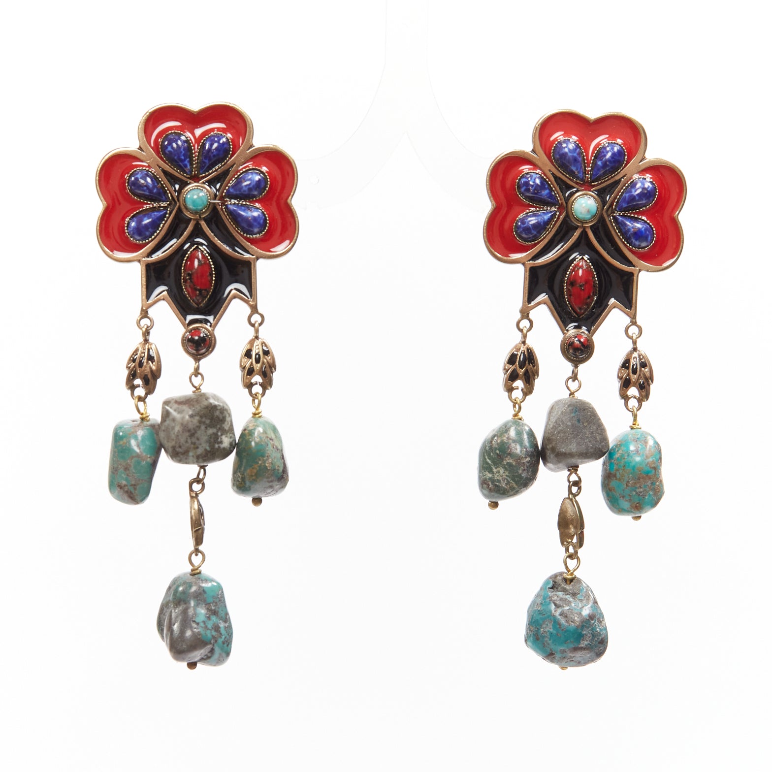 Etro Enamel Flower Earrings - Back view