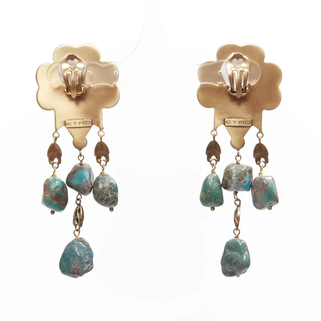 Etro Enamel Flower Earrings Grey Metal Very good - Inside View