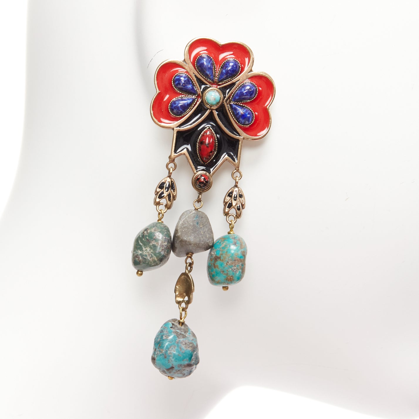 Etro Enamel Flower Earrings - Side view