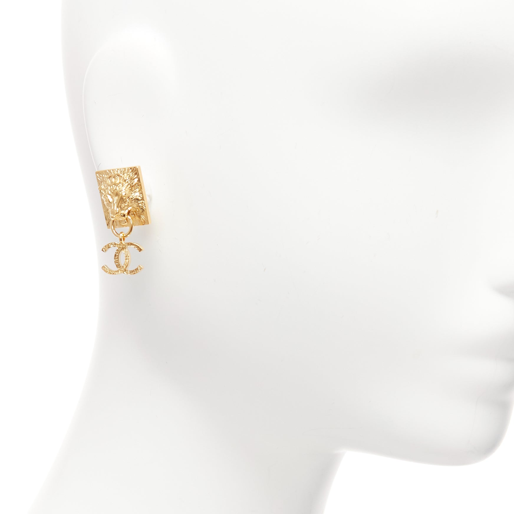 Chanel Lion Head Earrings - Back view