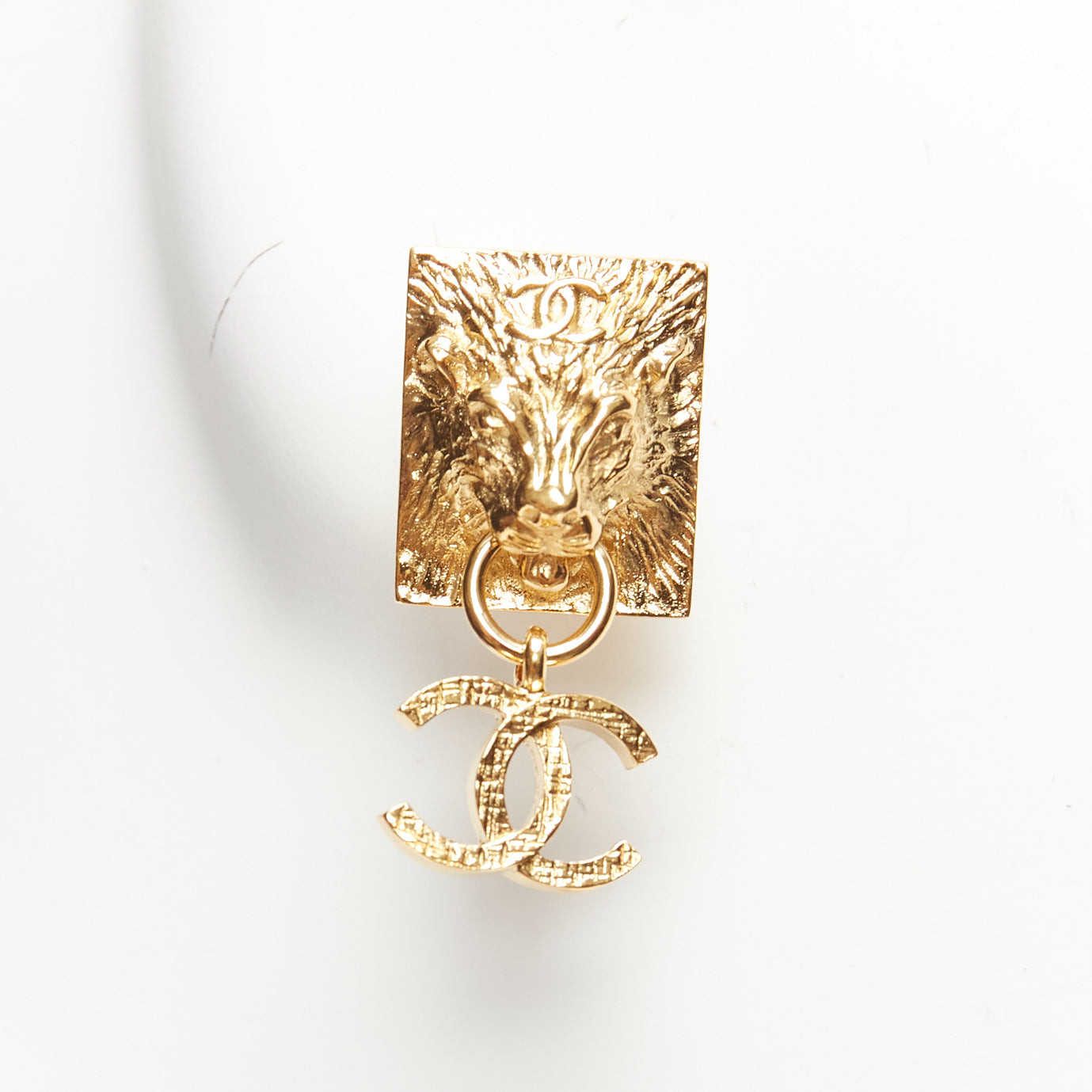 Chanel Lion Head Earrings - Side view