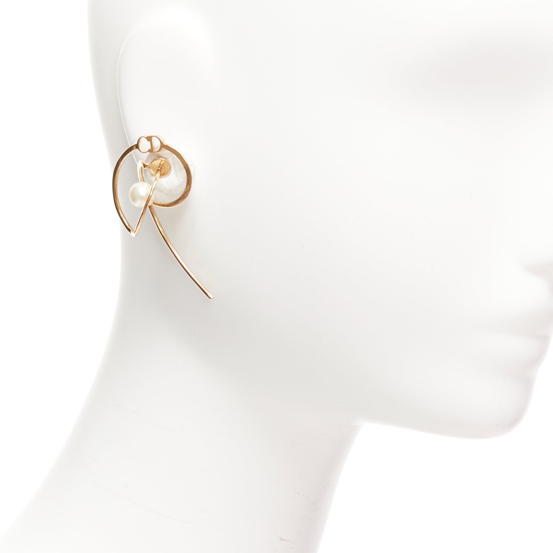 Dior Pearl Swirl Earrings - Back view