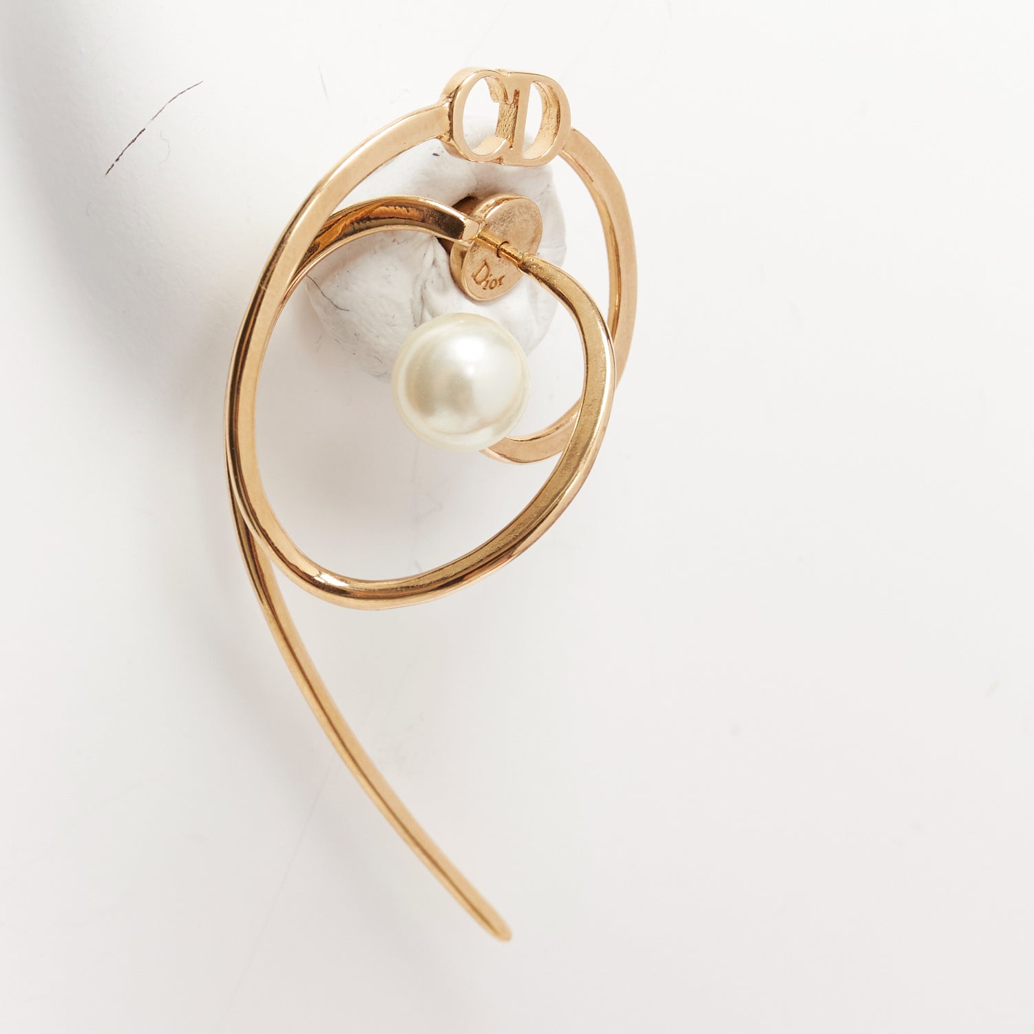 Dior Pearl Swirl Earrings - Side view
