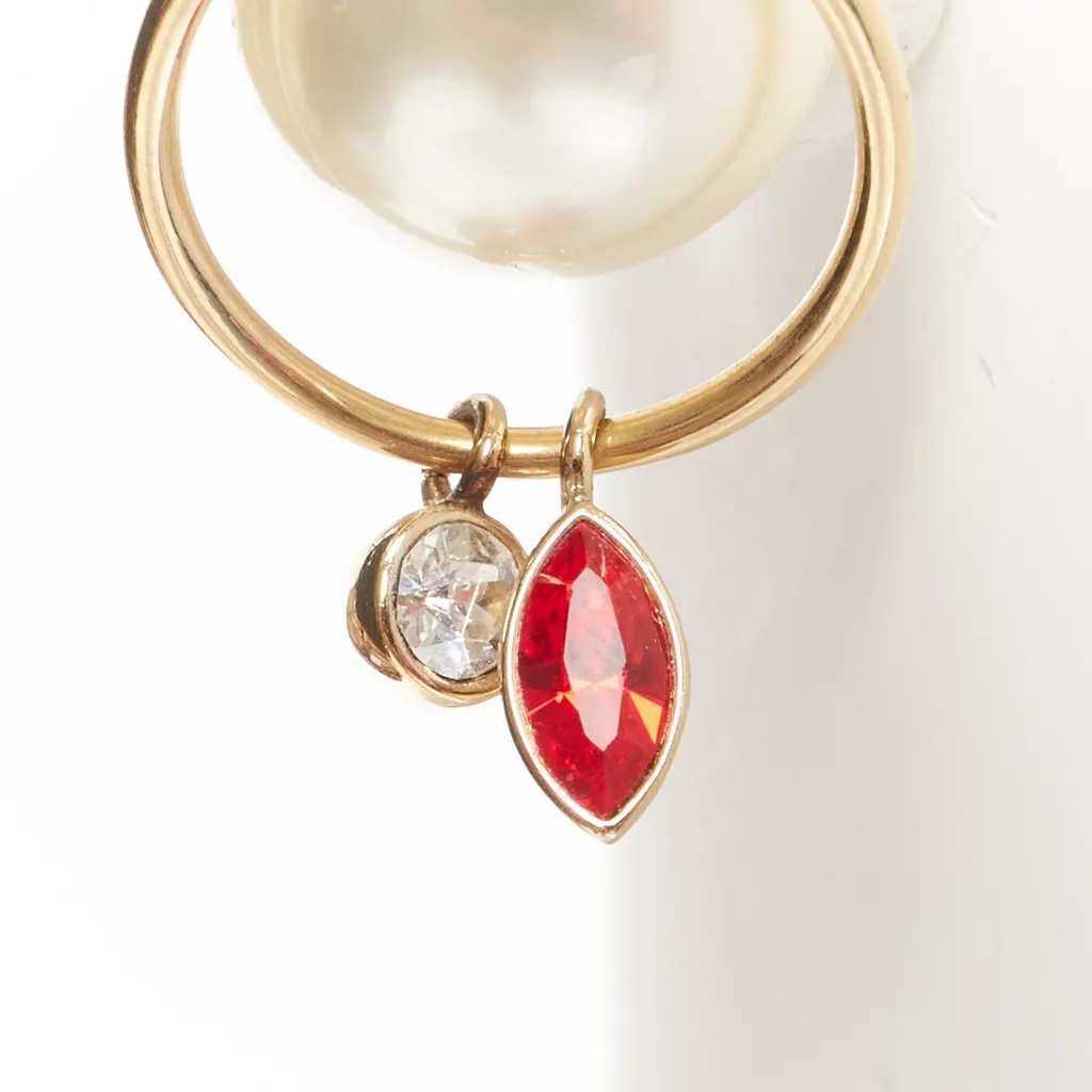 Dior Crystal Hoop Earrings Gold Pearl Very good - Box View
