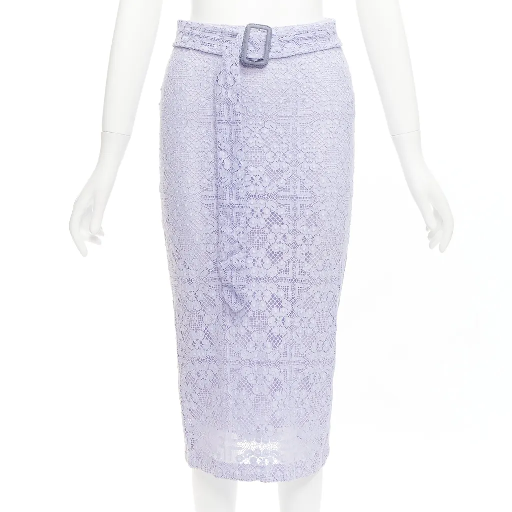 Burberry Lace Pencil Skirt Purple Cotton Very good - Front View