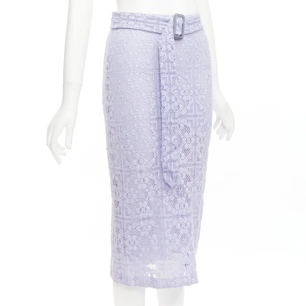 Burberry Lace Pencil Skirt Purple Cotton Very good - Inside View