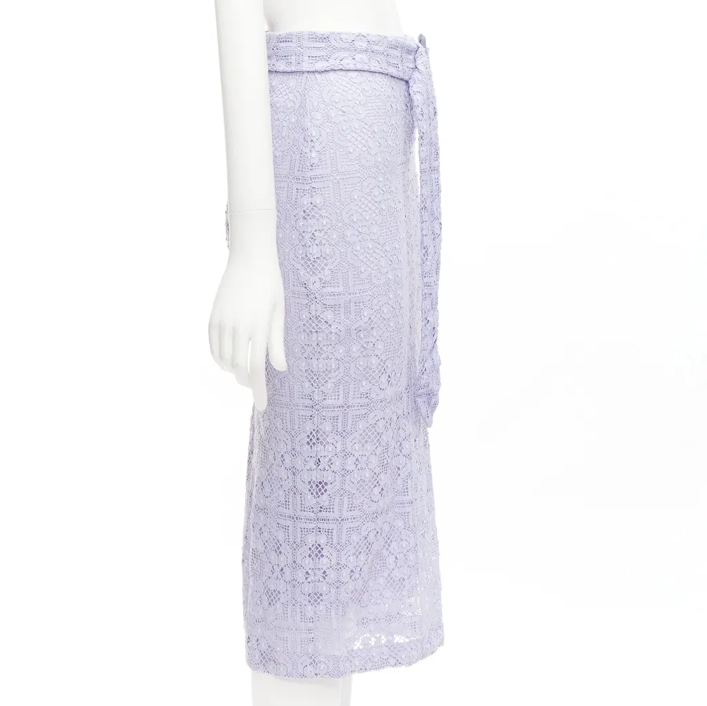 Burberry Lace Pencil Skirt Purple Cotton Very good - Model View