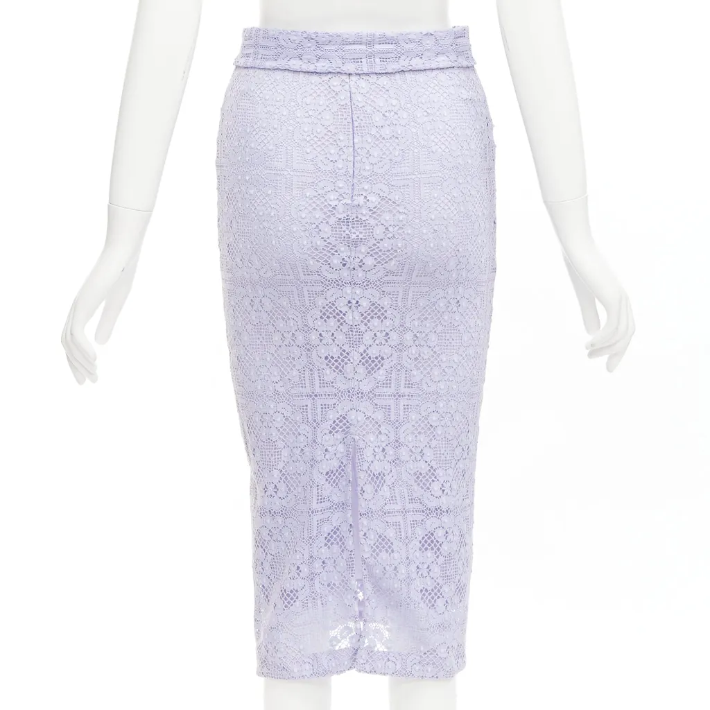 Burberry Lace Pencil Skirt Purple Cotton Very good - Box View