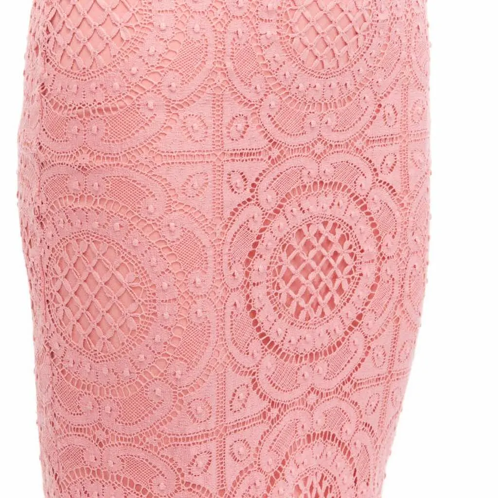 Burberry Floral Lace Skirt Pink Cotton Never worn - Back View