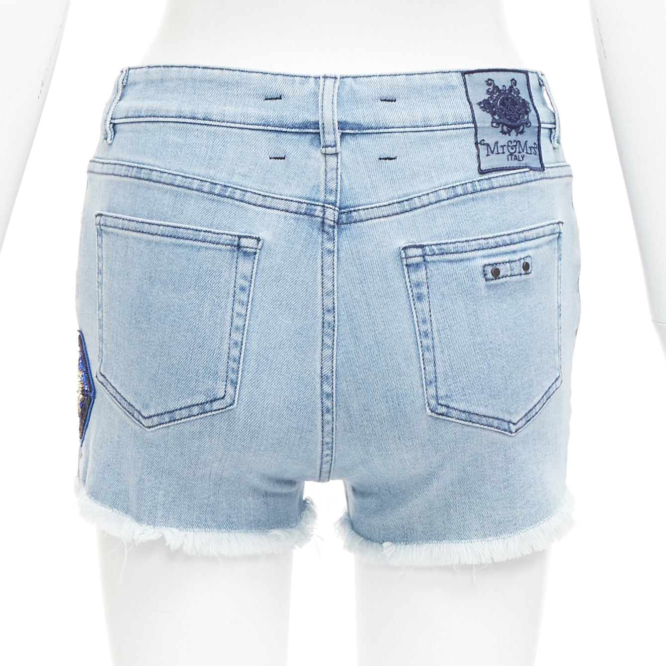 Mr & Mrs Italy Paint Denim Shorts - Side view