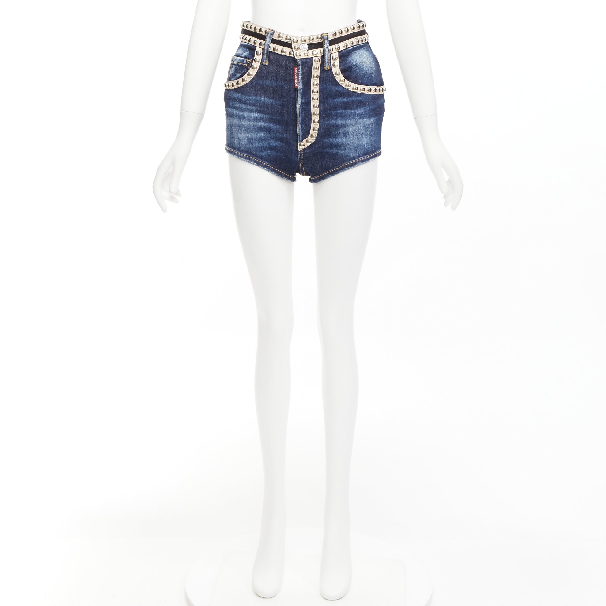 Dsquared2 Studded Denim Shorts - Image 11