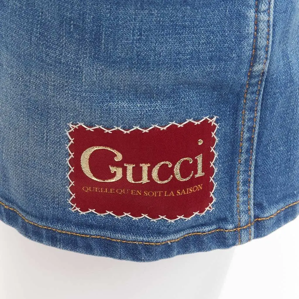 Gucci Logo Patch Shorts Blue Cotton Never worn - Back View