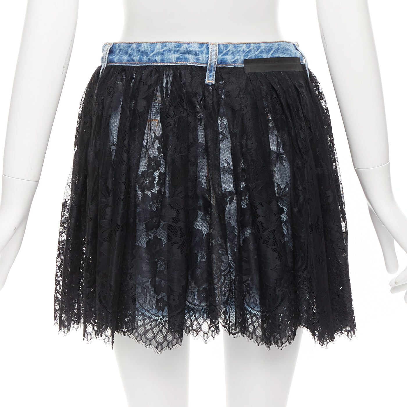 Unravel Project Lace Denim Skirt - Side view