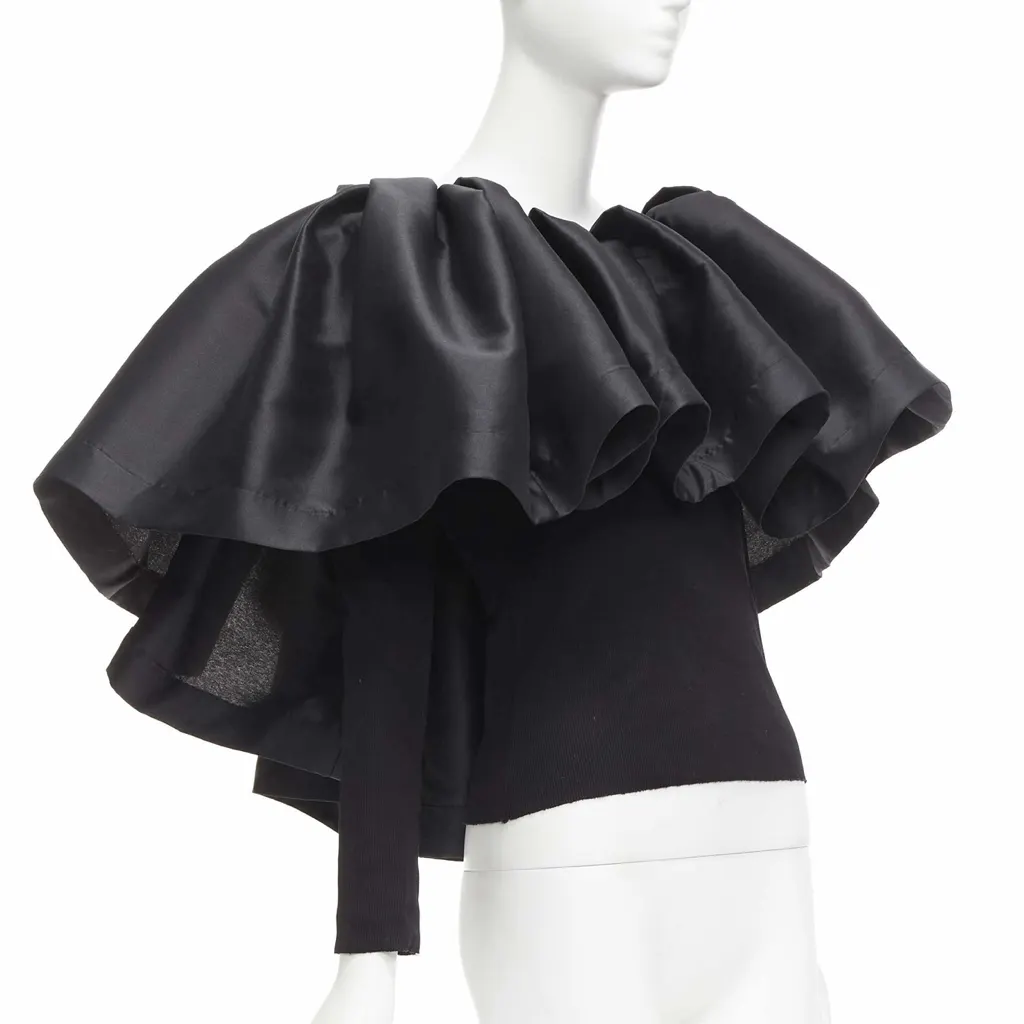 Marques Almeida Puff Ruffle Sweater Black Cotton Very good - Front View