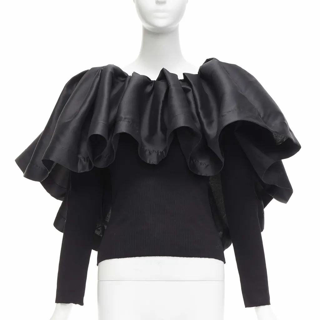 Marques Almeida Puff Ruffle Sweater Black Cotton Very good - Inside View