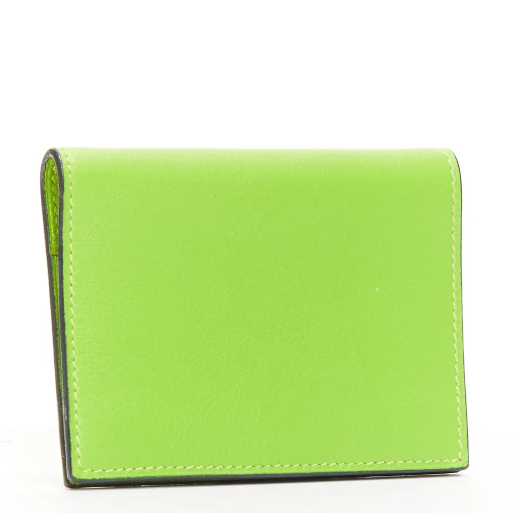 Hermès Leather Cardholder Green Leather Never worn - Front View