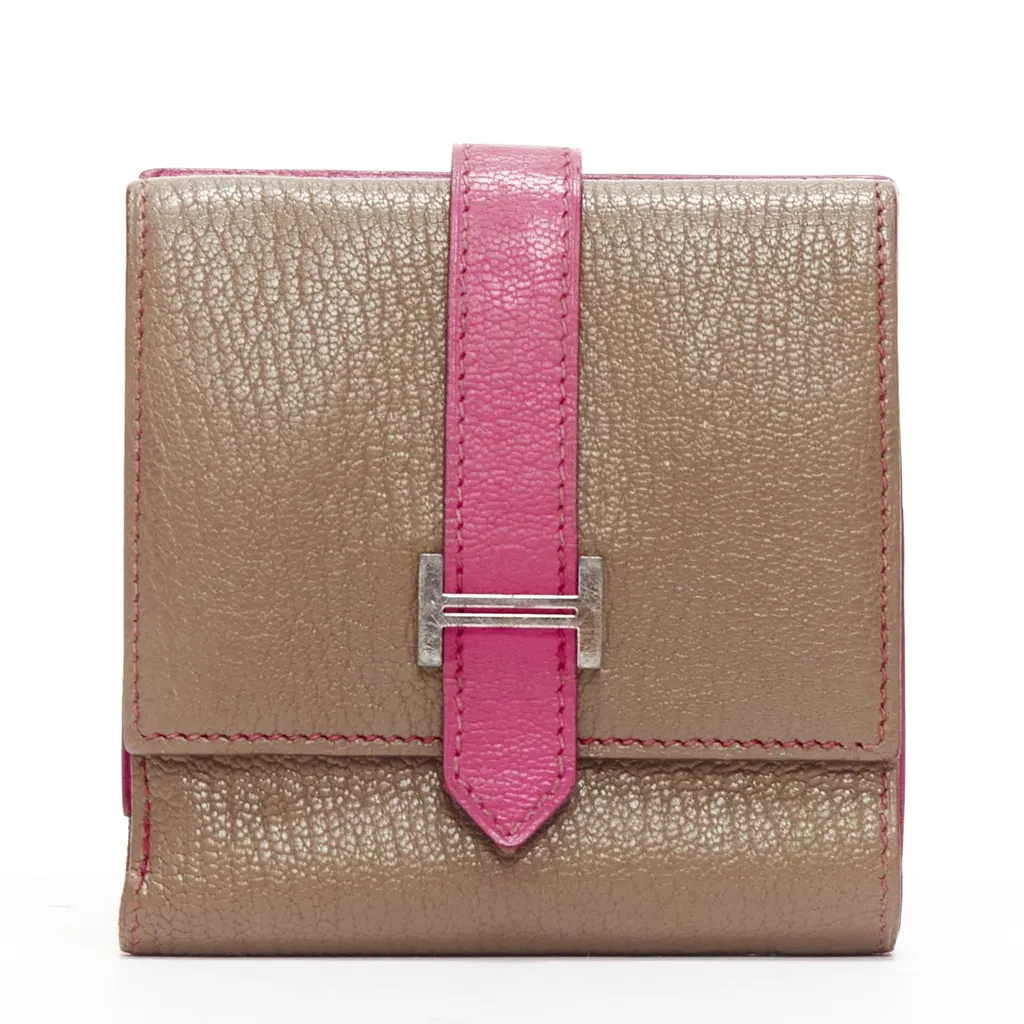 Hermès Bearn Pink Leather Fair - Front View