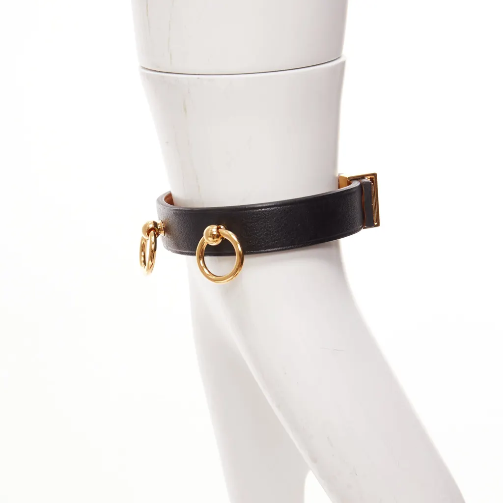 Hermès Mini Dog Anneaux Black Leather Very good - Model View